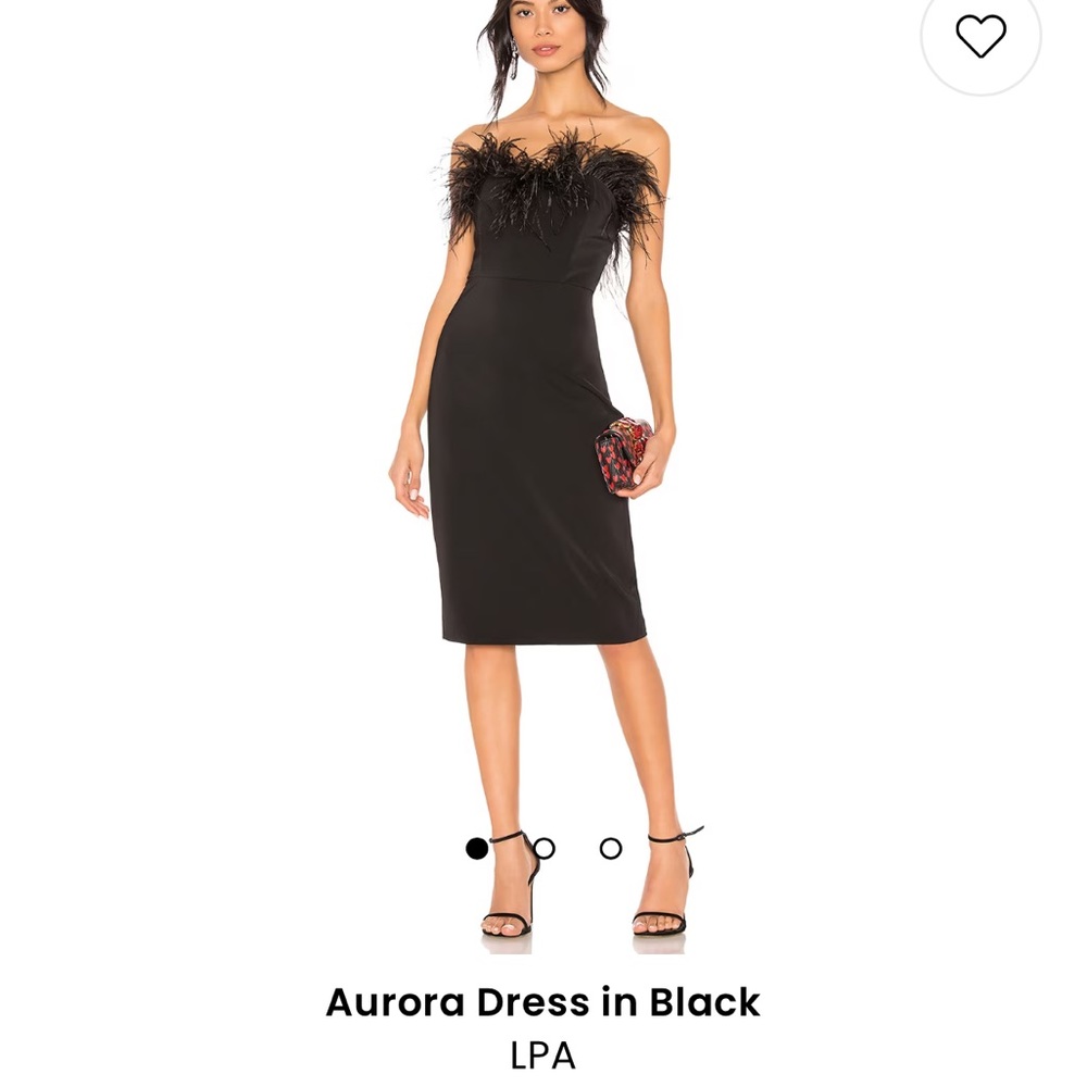LPA Aurora feather trim dress in black - Picture 1 of 4